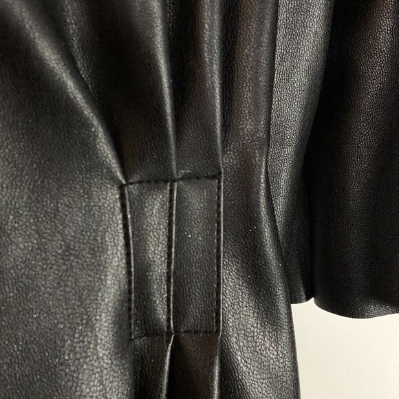 En Saison Puff Sleeve Faux Leather Minidress Black Small with Pockets - Picture 6 of 15